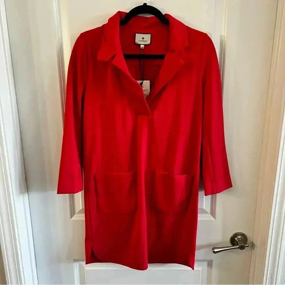 1013 NWT Tuckernuck Poppy Red Ponte Emerson Dress Size XXS - Picture 2 of 5